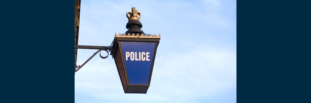 Old-fashioned police lantern sign