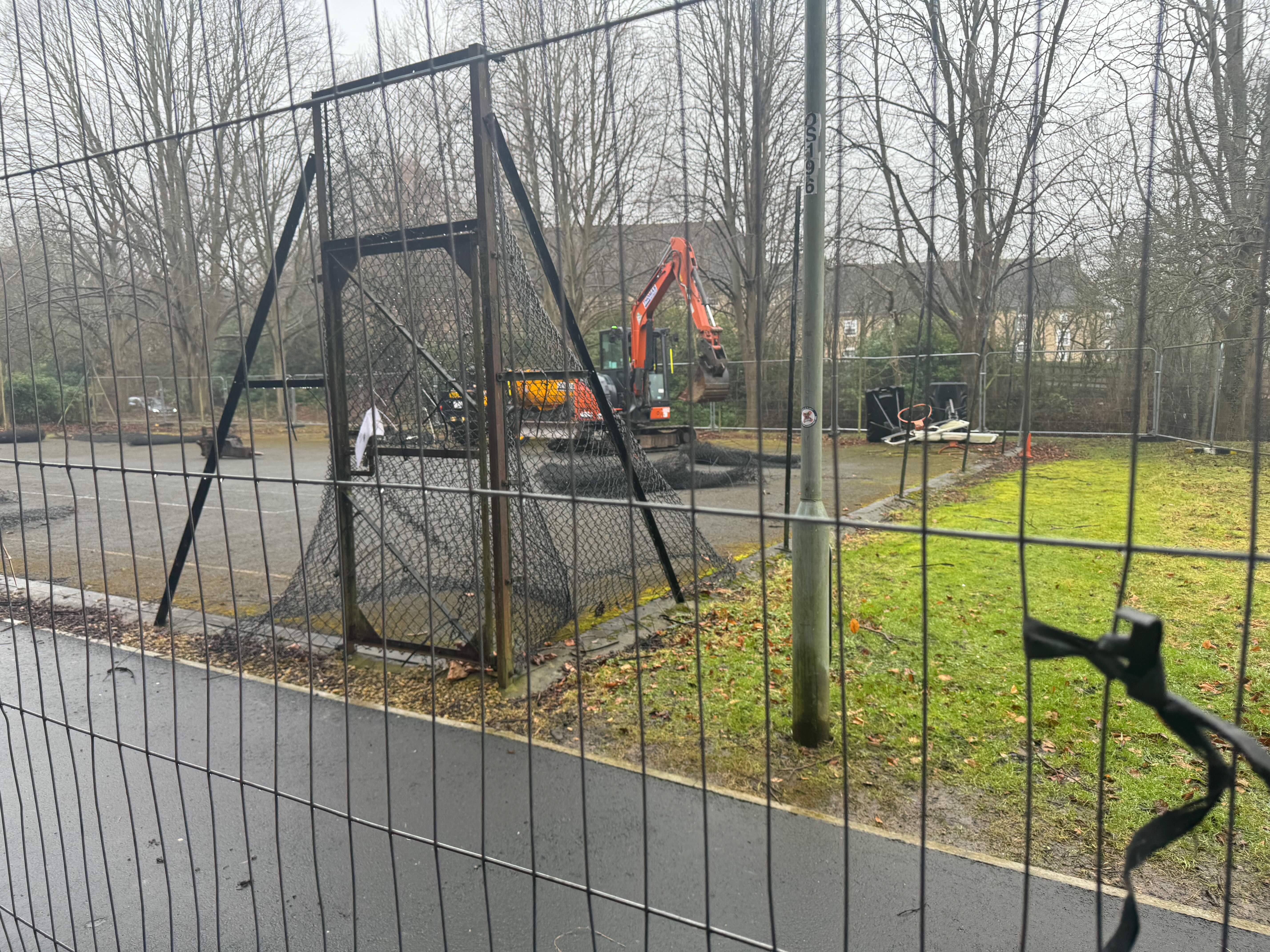 machinery on a sports court