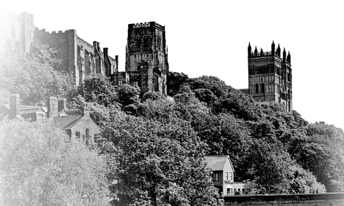 Durham Cathedral and Durham Castle in monochrome