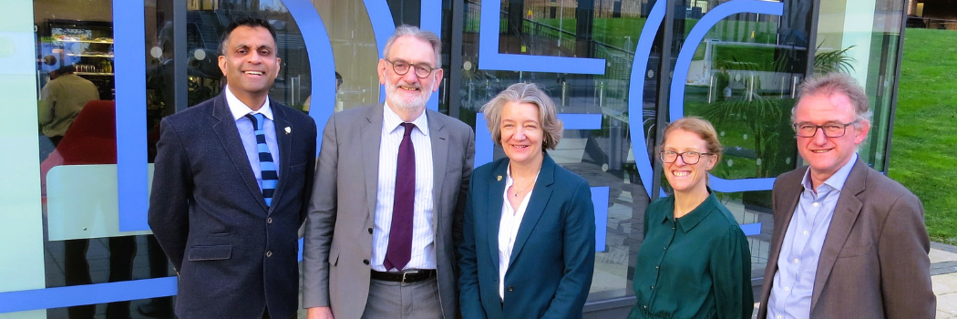 Group of Durham University senior leadership alongside collaborators at Darlington Economic Campus