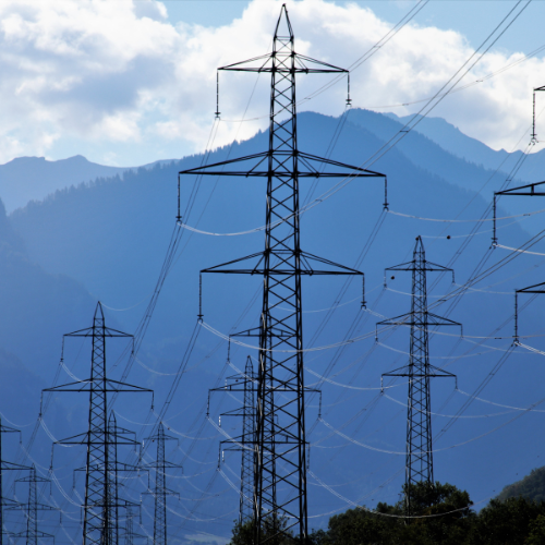 Pylon and mountains