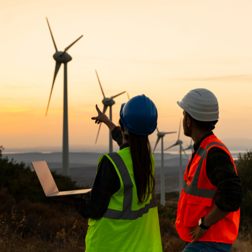 Wind turbine sunset