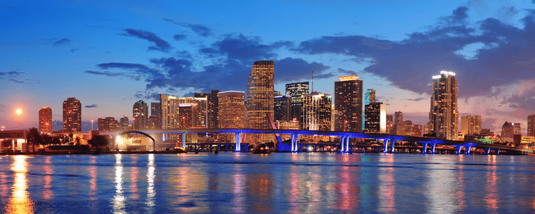 Night shot of Miami skyline