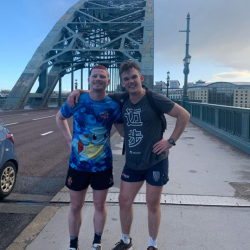 Jack and friend on Tyne bridge