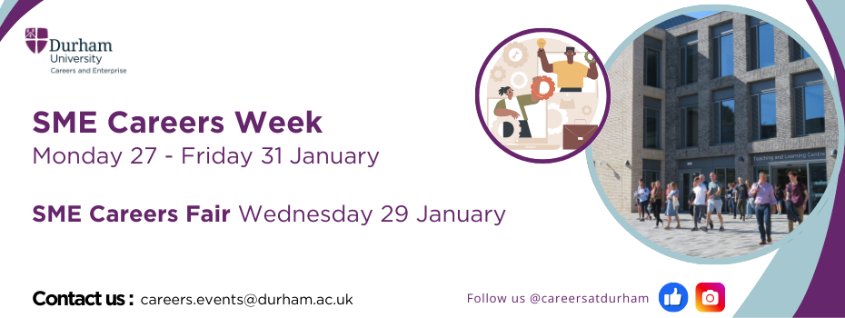 A graphic reading 'SME careers week' and showing the dates for the week and SME careers fair 2025