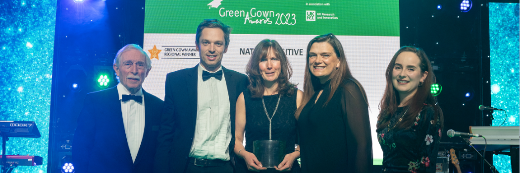 Staff accepting award at the Green Gown Awards 2023