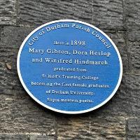 Blue Plaque with names of the first women to receive Durham degrees