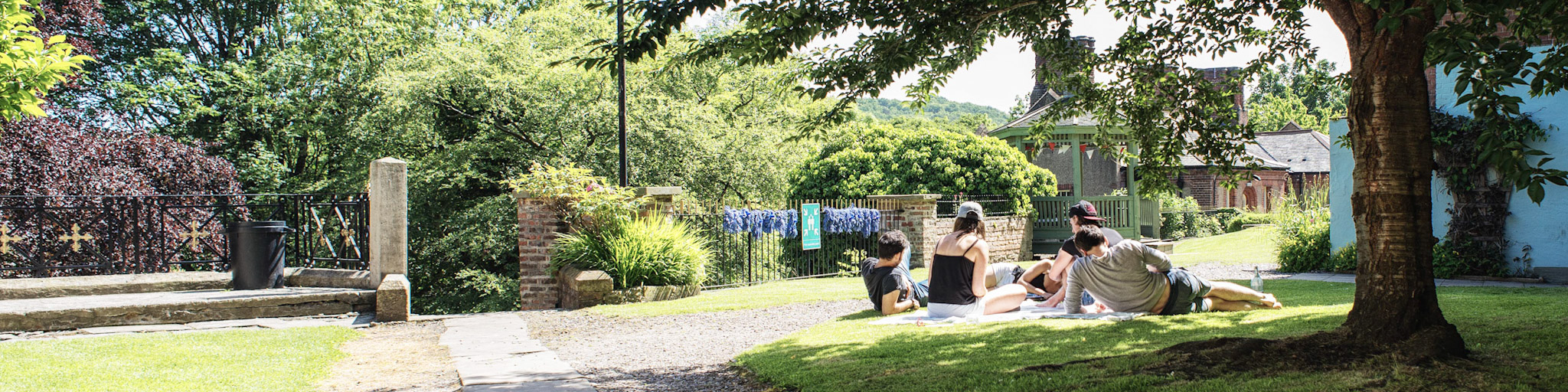 students socialising on grass