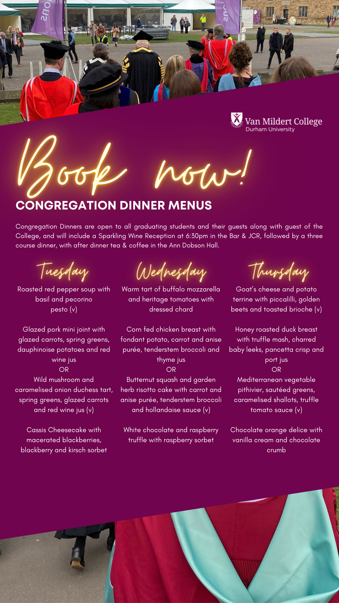 Congregation Dinners 2022 menus