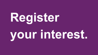 White text on a purple background that reads 'Register your interest'.