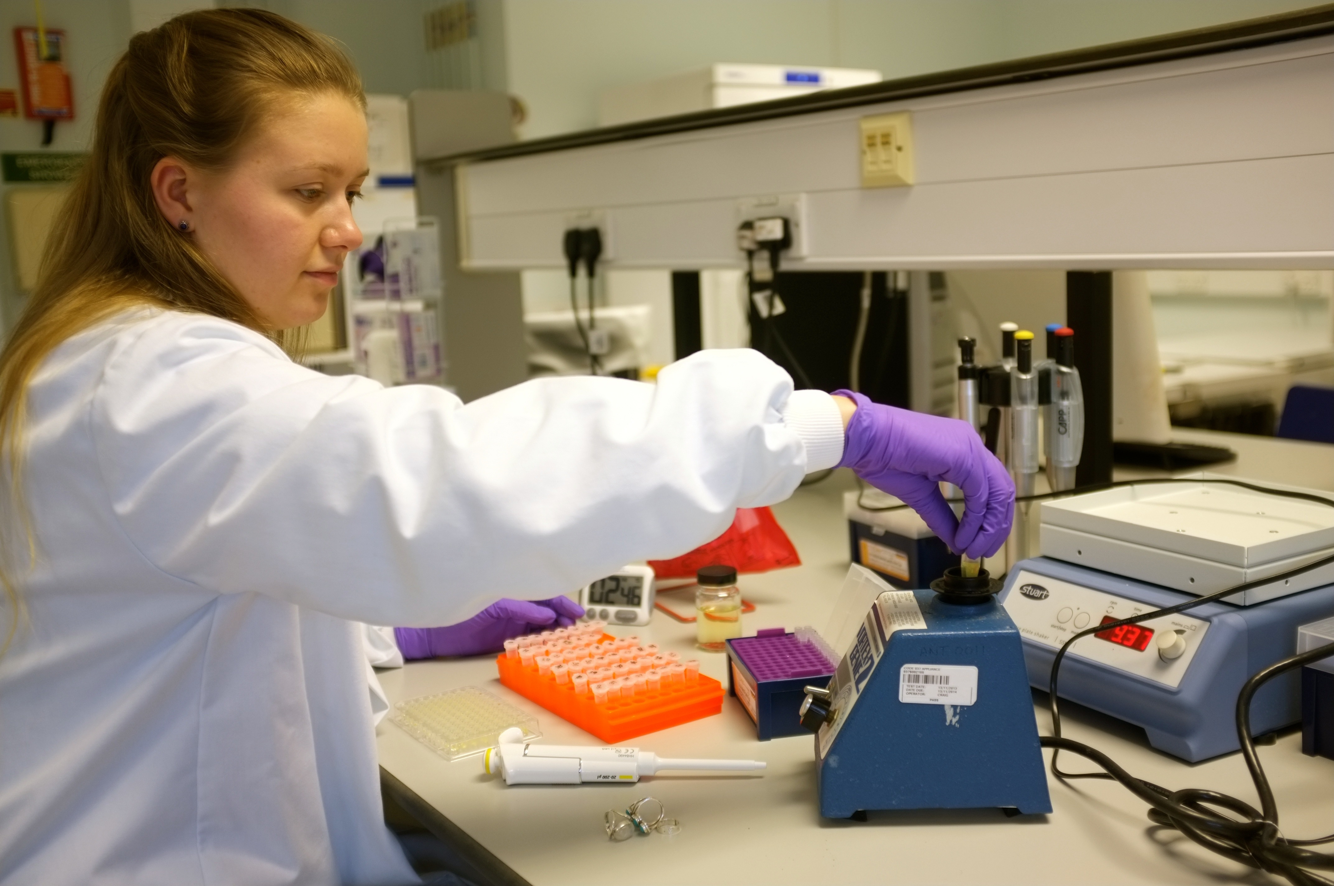 Student creating samples in the laboratory