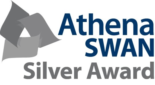 A silver-coloured logo next to the text 'Athena SWAN Silver Award'