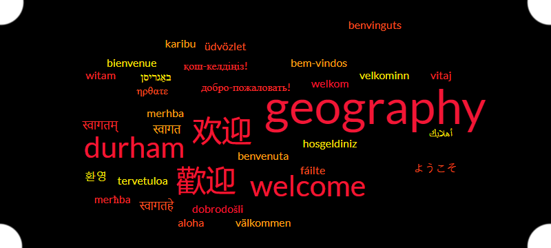 Word cloud of geography durham and 