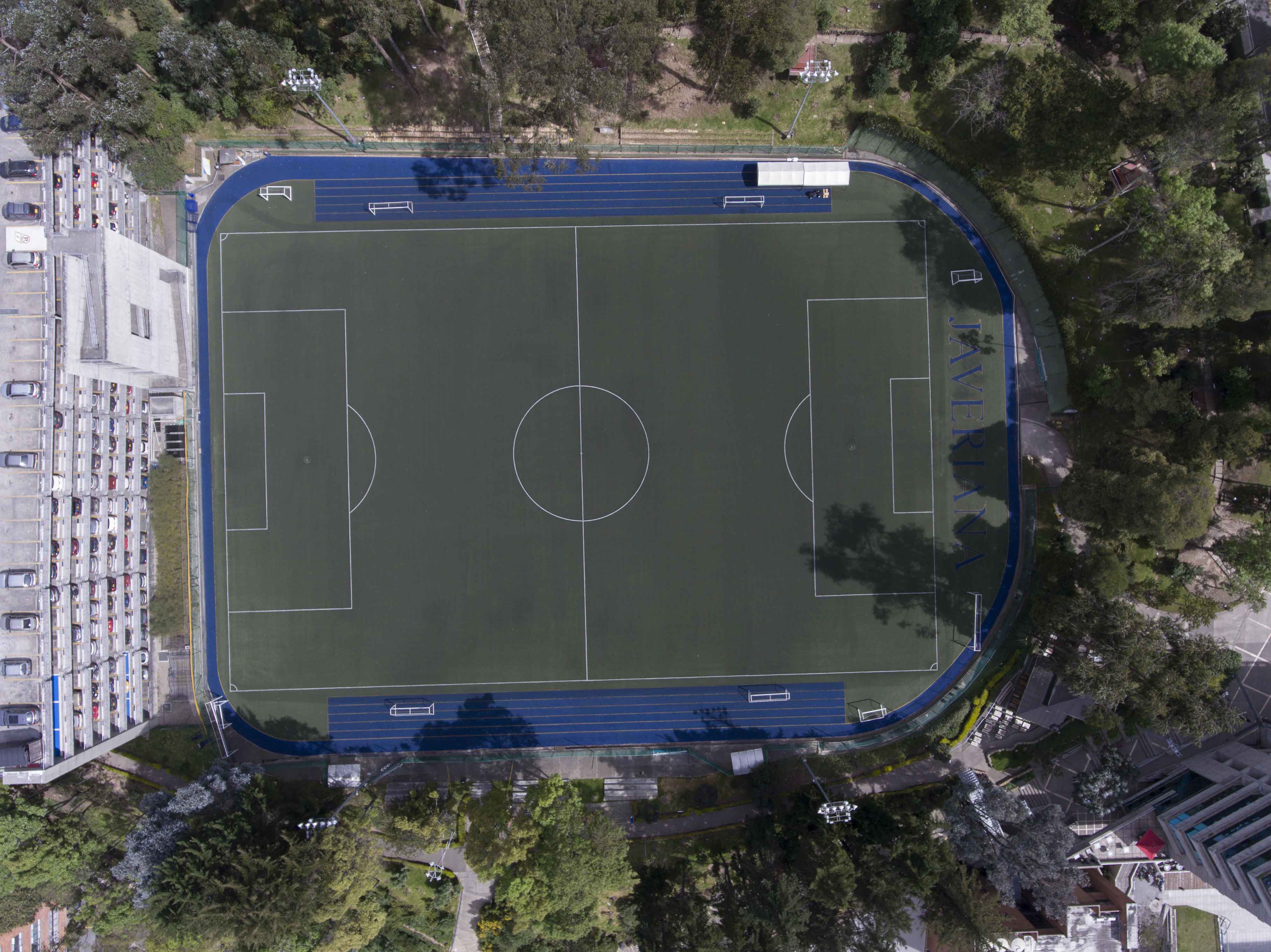 Aerial shot of sports facilities at Universidad Javeriana