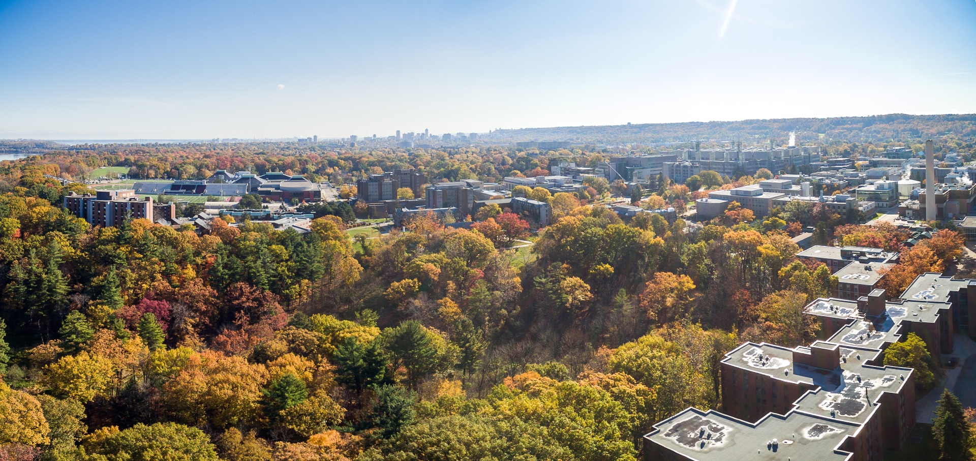 Aerial photo of McMaster University campus