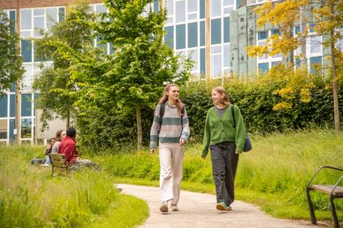 students walking on campus