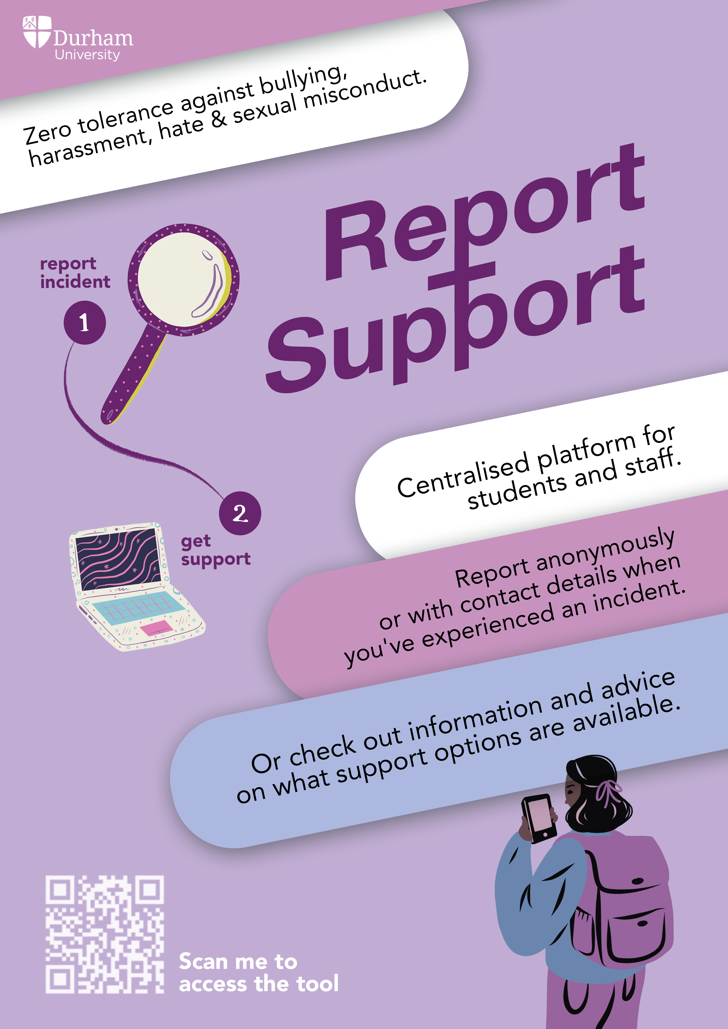 Poster about the Report and Support tool