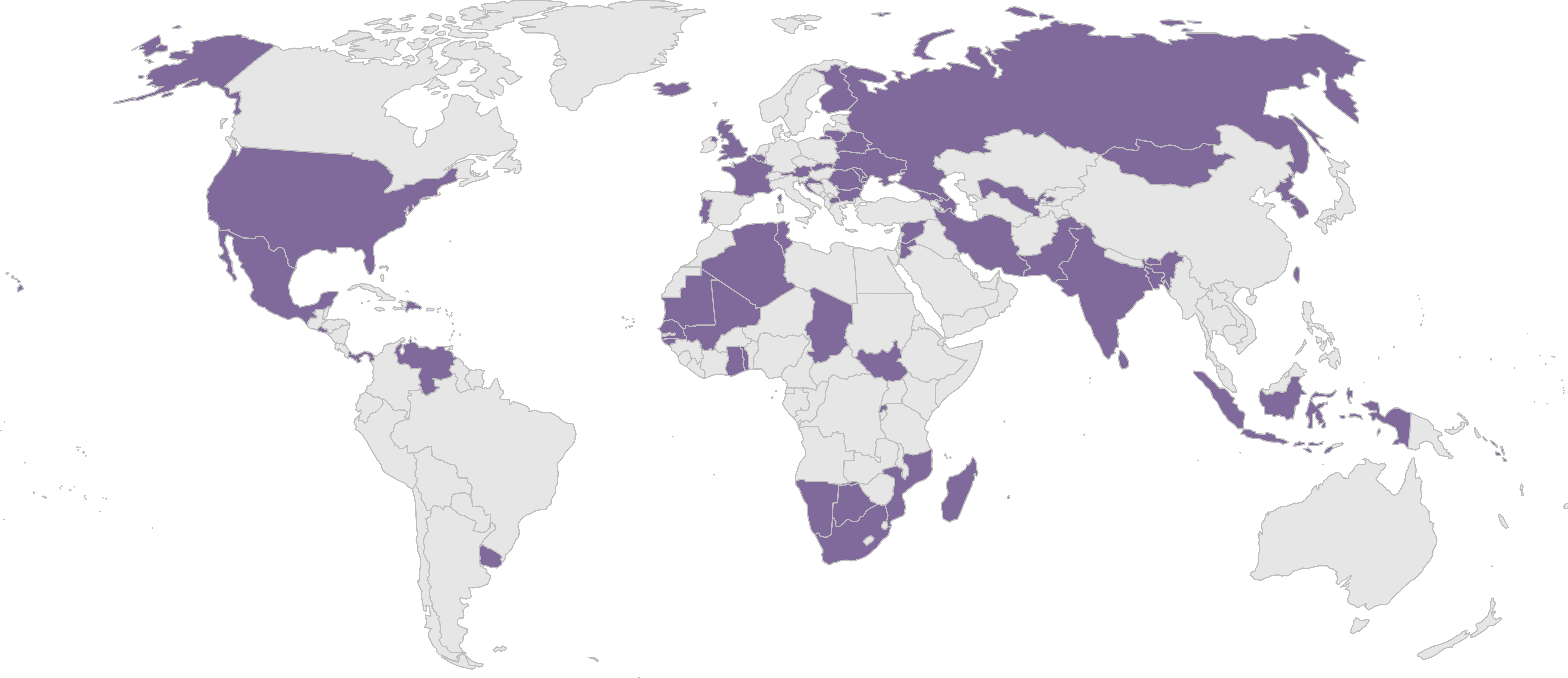 A map shading the countries where elections are expected or have already taken place this year