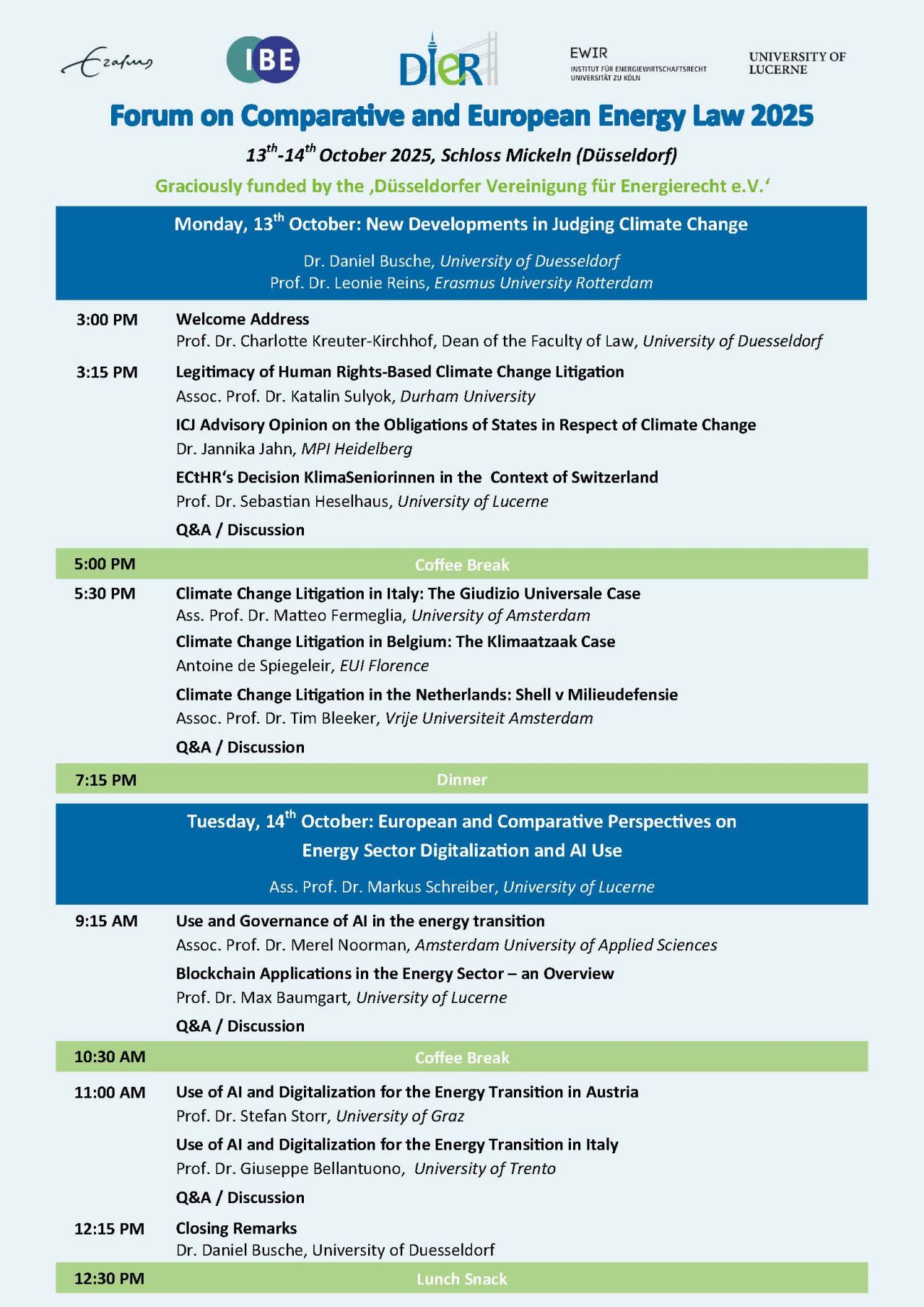 Programme for the Forum on Comparative and European Energy Law (FCEEL) at the University of Düsseldorf