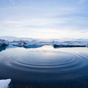 TSea water surrounded by ice