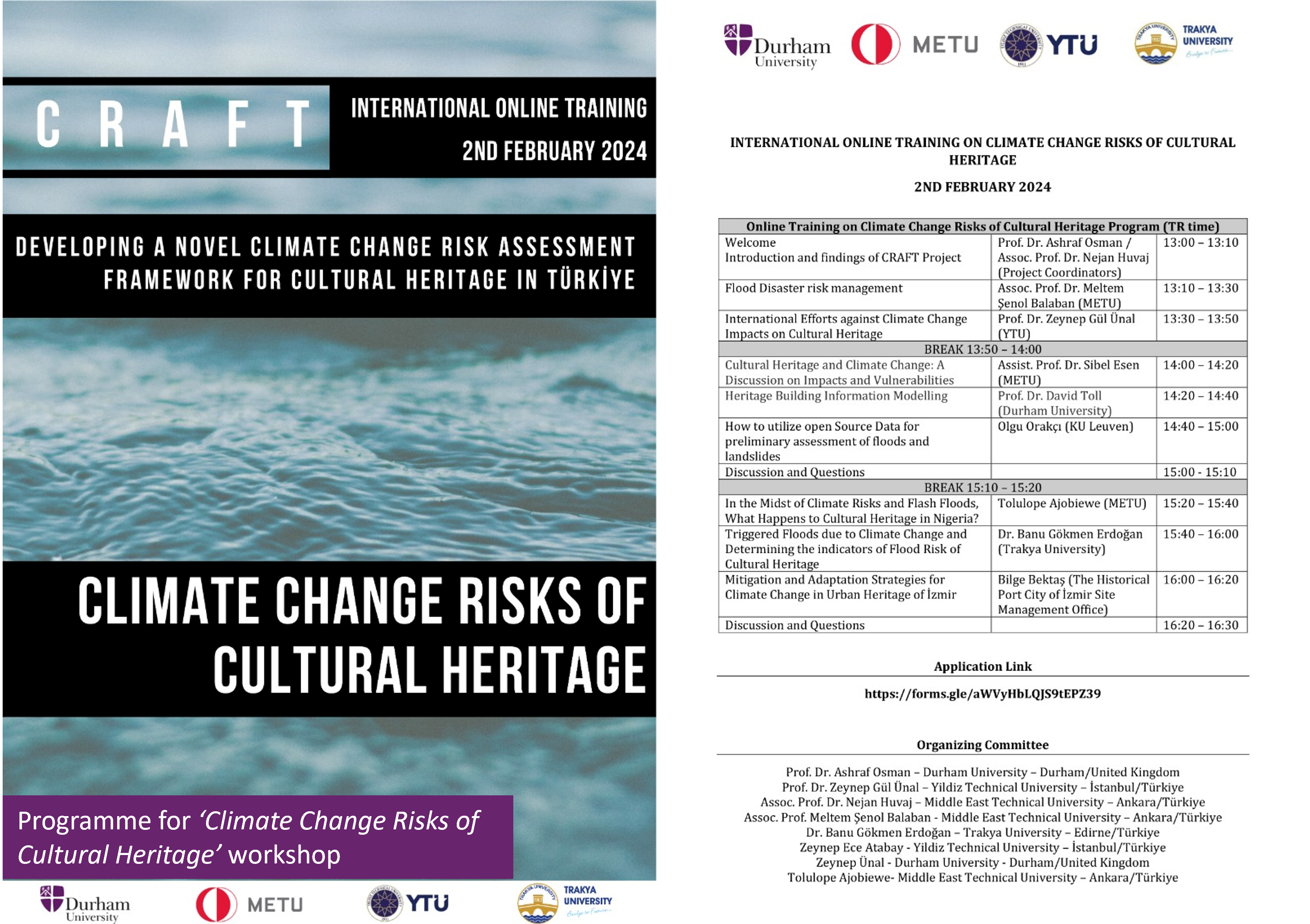 Programme for the Climate Change Risks of Cultural Heritage Workshop